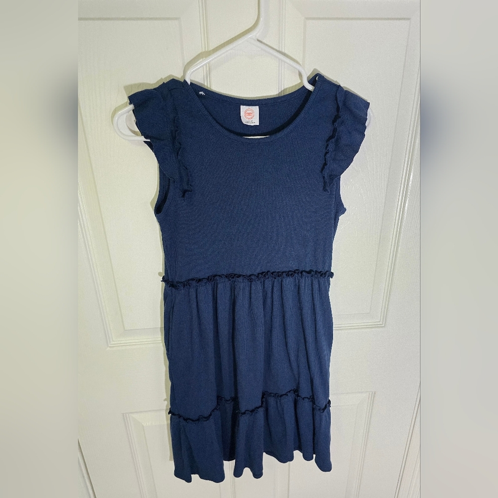 Wonder Nation Girls Ruffle Tiered Casual Dress With Pockets Large